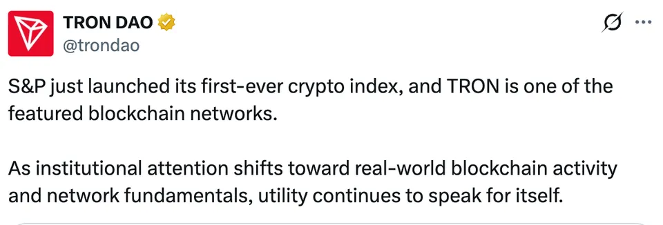 ترکیب دارایی‌های شاخص جدید S&P. منبع: Tron DAO