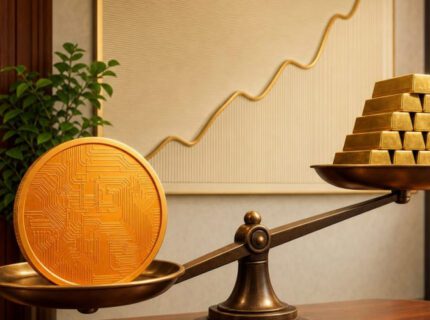قدرت خرید بیت کوین در برابر طلا رکورد زد؛ هر بیت کوین در ازای بیش از ۱۸ اونس طلا