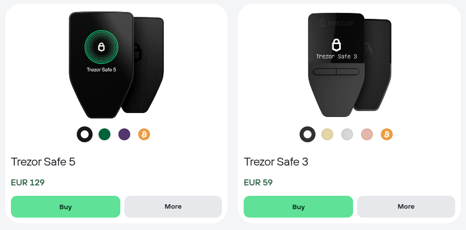 Trezor Safe 5 و Safe 3؛ منبع: Trezor