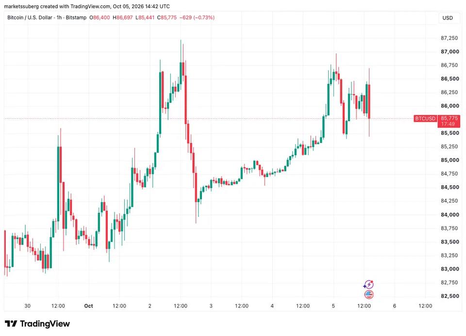 نمودار یکساعته BTC/USD. منبع: Cointelegraph/TradingView